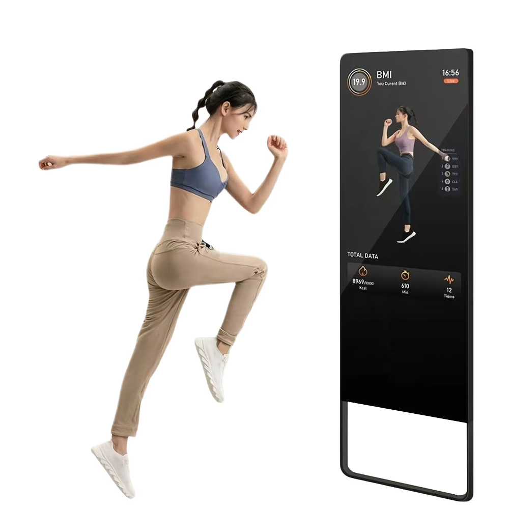Smart Home Gym Mirror - Tounchscreen Personal Trainer Mirror Floor Standing