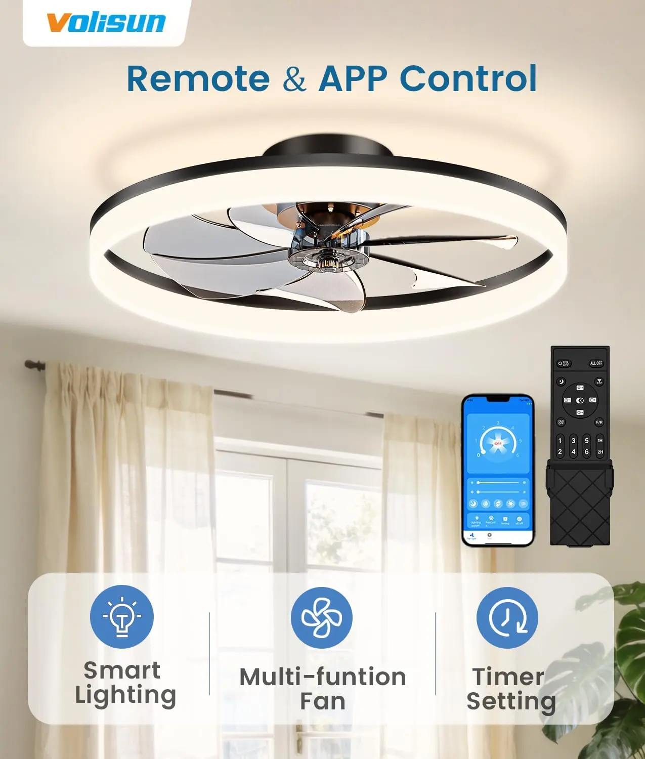 Low Profile Ceiling Fans with  - огляд і ціна Smart Ceiling Fan