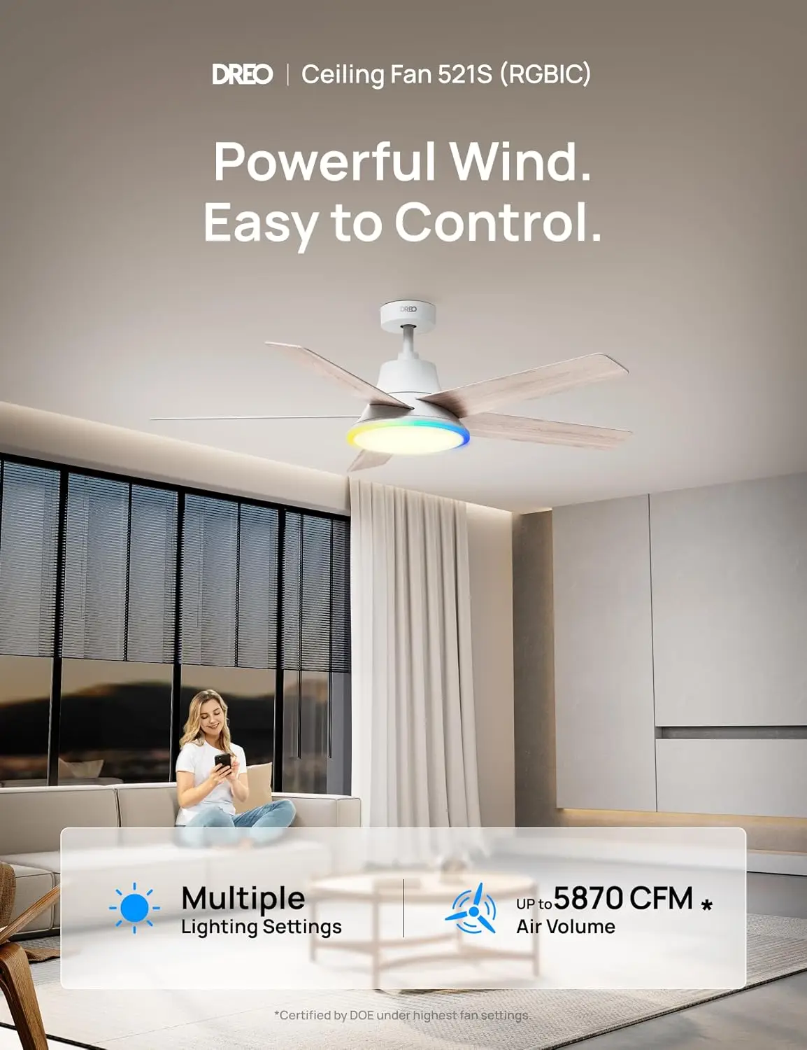 Smart Ceiling Fan with Lights, - огляд і ціна Smart Ceiling Fan