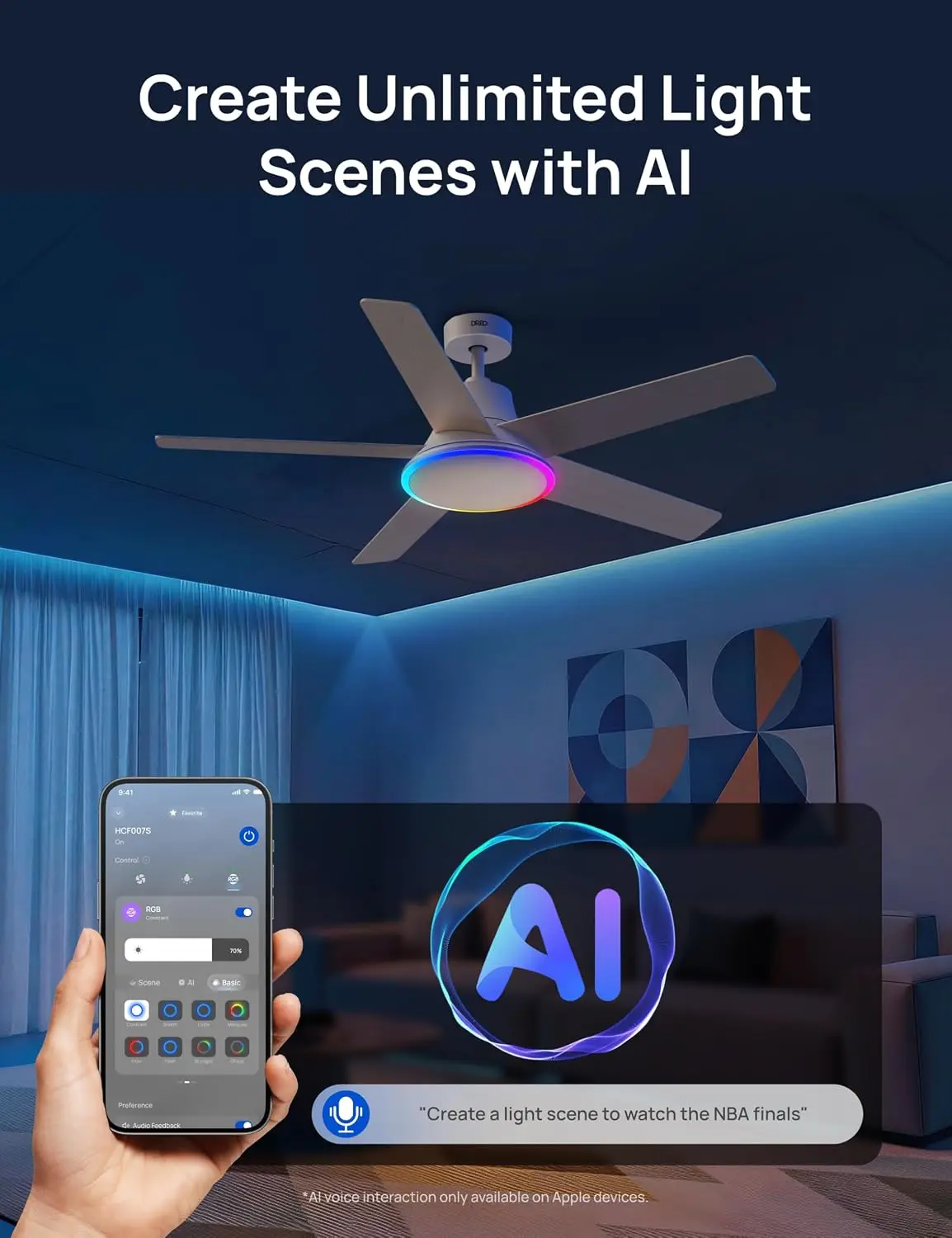 Smart Ceiling Fan with Lights, - огляд і ціна Smart Ceiling Fan