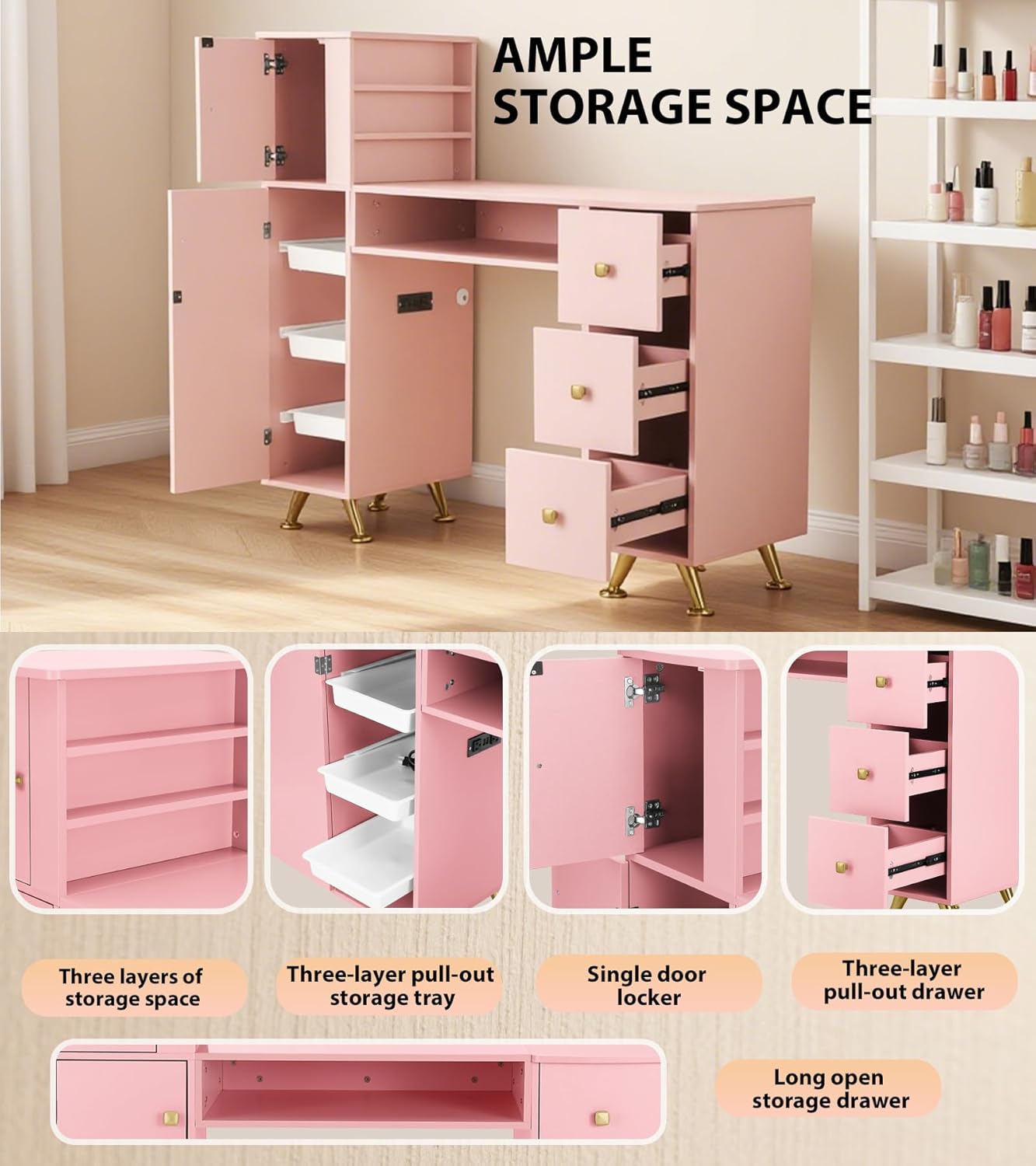 Pink Nail Table for Nail Tech, - огляд і ціна Smart Home Pc
