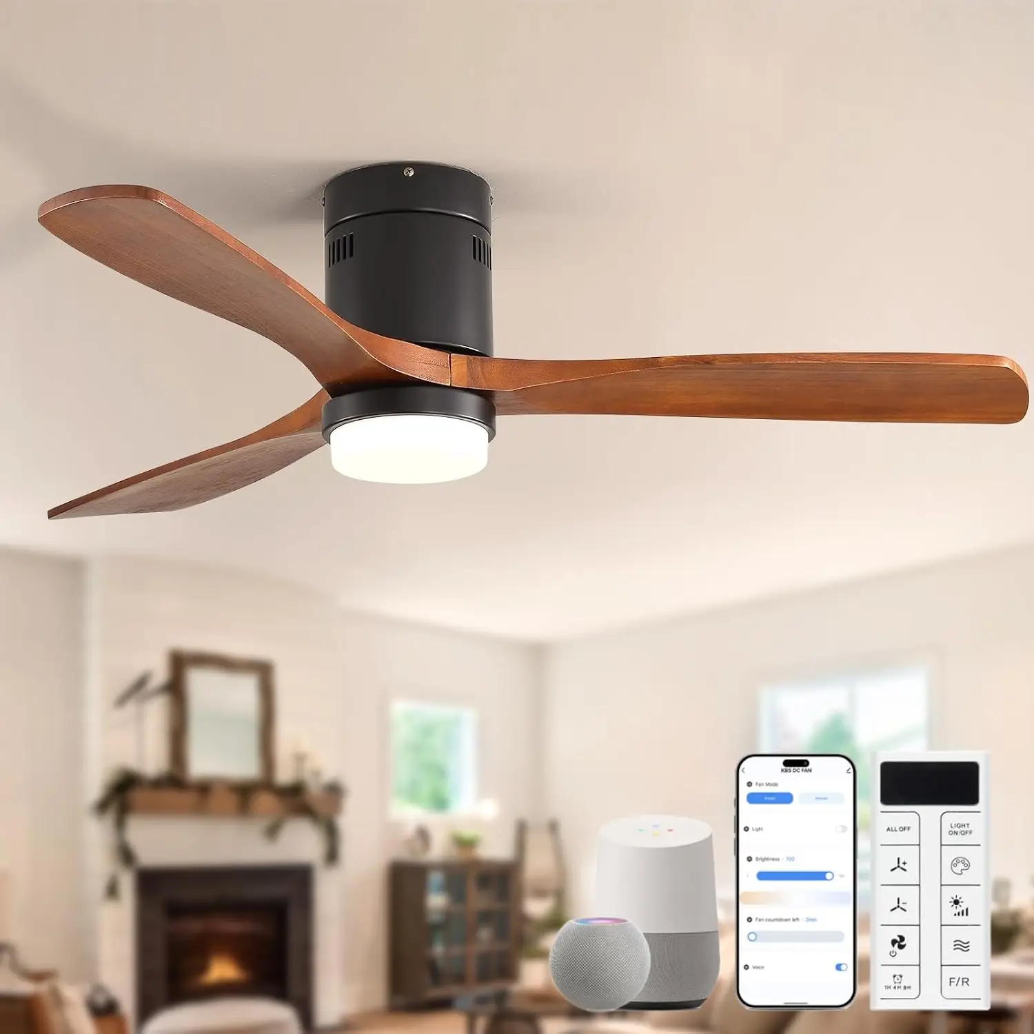 52 Inch Smart Ceiling Fans wit - огляд і ціна Smart Ceiling Fan